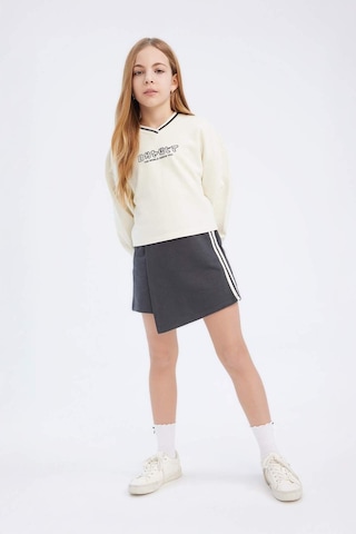 DeFacto Kız Çocuk 2'li Takım Baskılı Sweatshirt Şort Etek D9232A825SPER85 Ekru