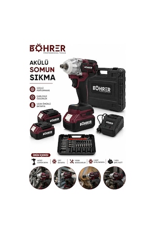 Böhrer Ba011406 Çift Akülü Darbeli 450nm Şarjı Somun Sıkma Makinesi Böhrer Ba011406 Çift Akülü Darbeli 450nm Şarjı Somun Sıkma Makinesi