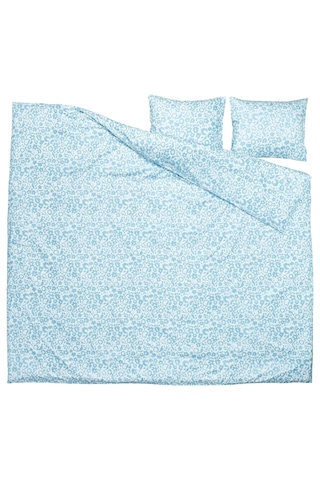 Ikea Cymbalblomma Beyaz-mavi 240x220/50x60 Cm Çift Kişilik Nevresim Seti Beyaz Mavi
