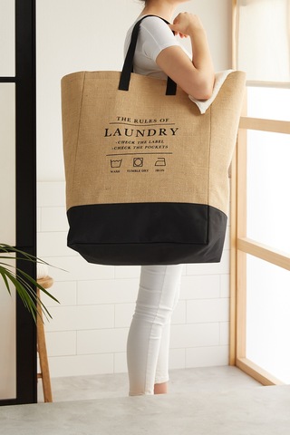 Ocean Home Textile Su Geçirmez Tabanlı Jüt Çamaşır Çantası 40 x 25 x 55 cm