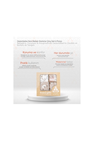 Gezenbebe Hero Bebek Hastane Çıkış Seti 6 Parça Organik