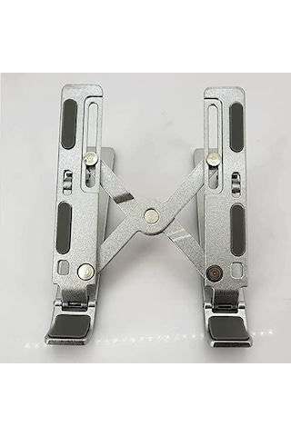 Mini Metal Stand Katlanabilir Çantada Taşınabilir Folding Alüminyum 8 Kademeli Telefon Ve Tablet Standı 13 Cm Mini Dizayn Rt008 Silver