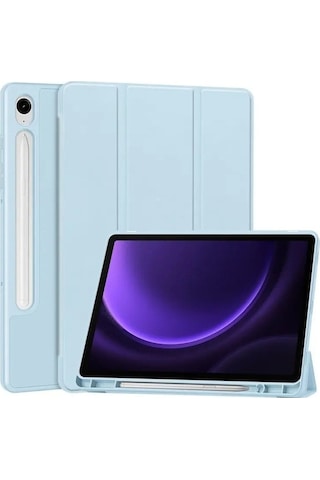 Monyee Samsung Tab S9 Fe İçin Kalem Slotlu Korumalı Kılıf - Dayanıklı Malzeme İle Ekran Ve Cihaz Koruma - Beyaz Buz Mavisi