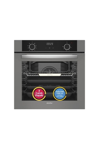 Simfer 10 Fonksiyon Airfry Gri 3'lü Ankastre Set (8217 Fırın + 3538 Ocak + 8740 Davlumbaz)