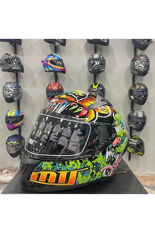Mts M-801 Snake Full Face Kask Azure Turuncu - Siyah