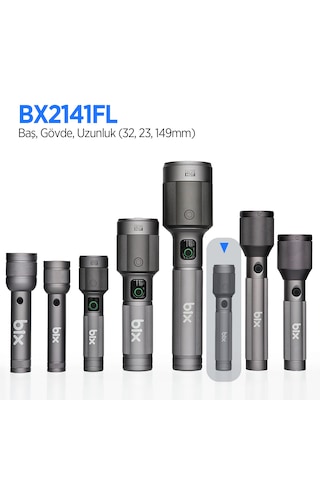 Bix Bx2141fl 10W Led 650 Lm Şarjlı Uzak Mesafe Menzilli El Feneri Gri