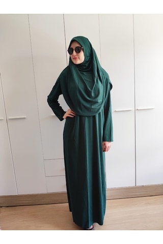 Tek Parça Namaz Elbisesi (Yeşil) Koyu Yeşil