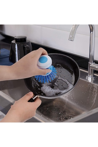 Pratik Sıvı Deterjan Hazneli Bulaşık Fırçası Hazneli Mutfak Banyo Lavabo Yıkama Fırçası 1 Adet