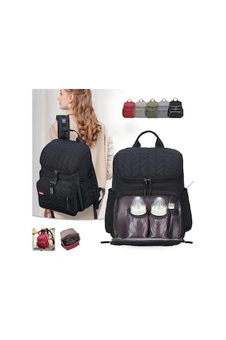 Wangxi Siyah Anneler İcin Buyuk Kapasiteli Temel Gereksinimleri Tasima Ve Seyahat Puset Kullanimi İcin Sirt Cantasi Siyah