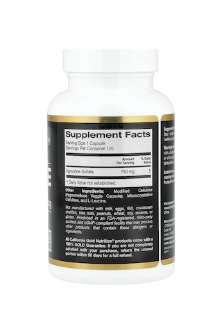 California Gold Nutrition, Agmatine Sulfate, 750 Mg, 120 Veggie Capsules