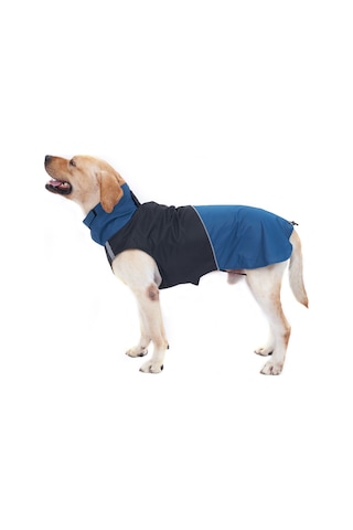 Lemestar Köpekler İçin Dışarıda Kullanım Su Geçirmez Mont, Yansıtıcı Çizgili, Regülörlü Kollu, Mavi-siyah Desenli, L Beden Ya002s011