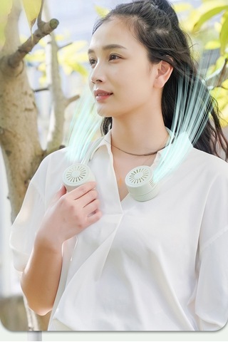 Relaxed Asılı Boyun Fanı Taşınabilir Katlanır Dış Mekan Usb Yüksek Rüzgar - Beyaz