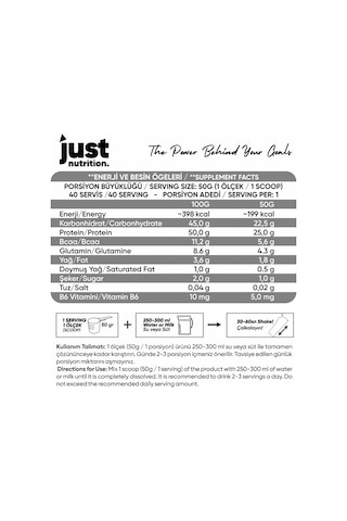 Just Nutrition Whey Protein Tozu + Karbonhidrat 2000 Gr 40 Servis Çikolata + Shaker + Protein Kahve Çikolata Aromalı