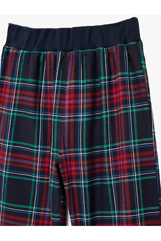 Koton Pamuklu Beli Lastikli Ekoseli Pijama Altı Lacivert Ekose 6wlk50054mw Lacivert