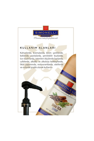 Simoenlli Kahve Şurubu Chai Tea Aromalı 700 ML + Pompa Simonelli