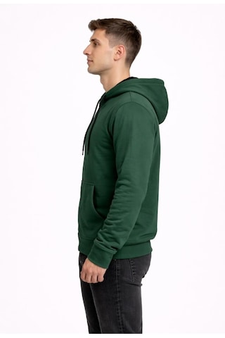Axxel Erkek Haki 2 İplik Fermuarlı Kapüşonlu Sweatshirt-w1084 Haki