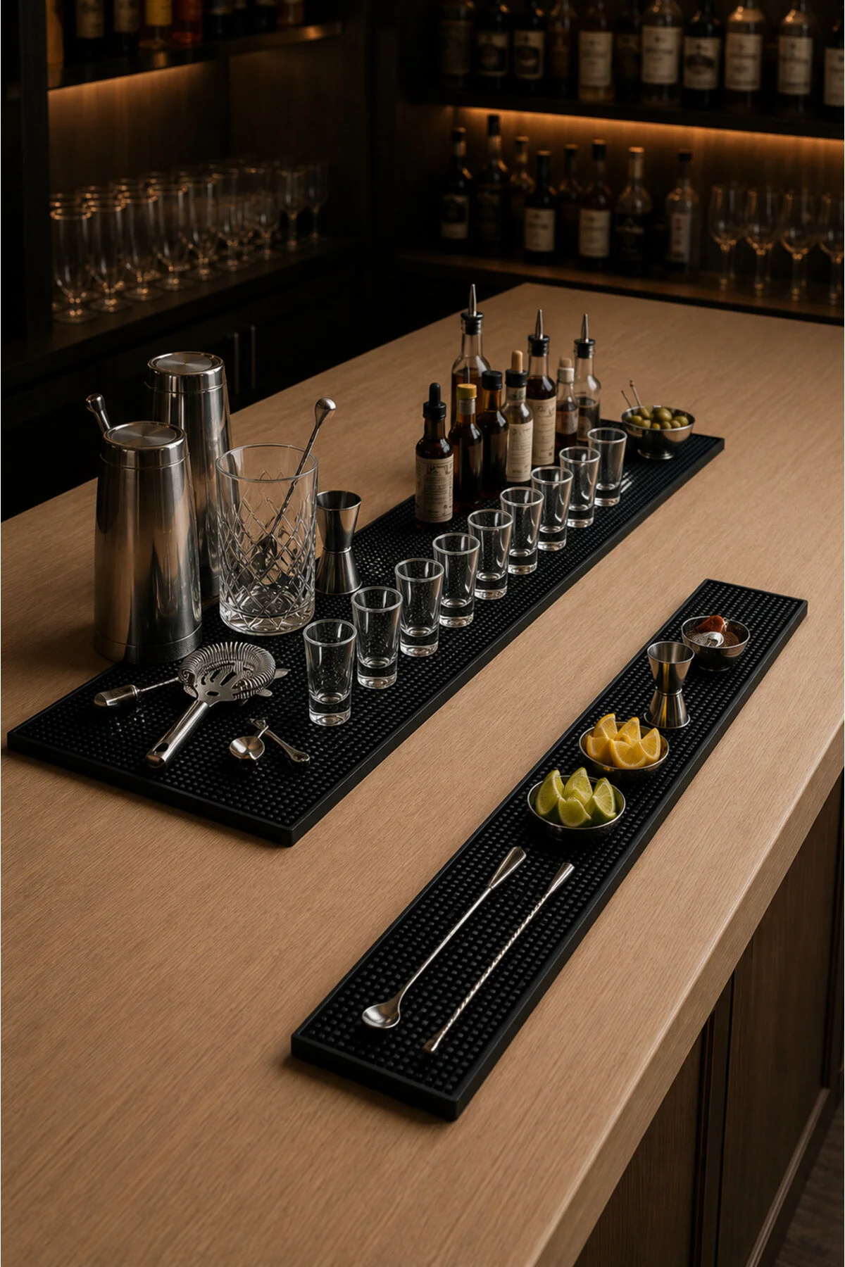 Bar Mat 60x8 %100 Silikon Kaymaz Bardak Pedi Kafe / Bar / Mutfak Siyah
