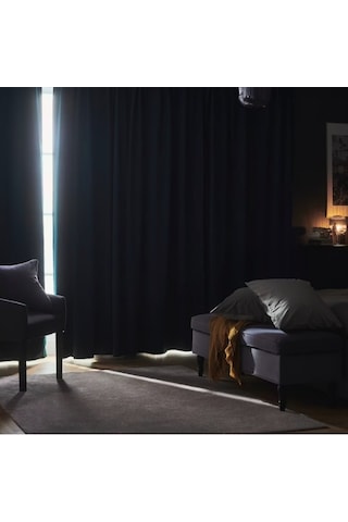 En 140 Cm.boy 250 Cm.blackout Karartma Fon Perde.siyah Renk Siyah