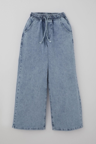 Breeze Kız Çocuk Jean Pantolon Bağcıklı Bel Kısmı Lastikli 7-12 Yaş, Açık Mavi