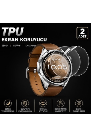 Honor Watch 6 İle Uyumlu Ekran Koruyucu Tpu, Tam Kaplayan Akıllı Saat Koruması 2 Adet, Çizilmeye Dayanıklı Şeffaf Koruma