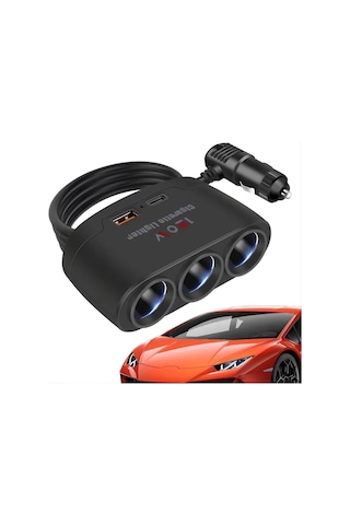 Mega Oto Market 3 Lü Araç Çakmaklık Çoğaltıcı 12v-24v Uyumlu Çoklu Soket Adaptörü Mega Oto Market 3 Lü Araç Çakmaklık Çoğaltıcı 12v-24v Uyumlu Çoklu Soket Adaptörü