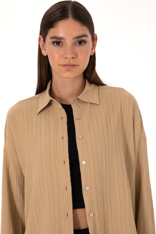 Pierre Cardin Kadın Koyu Bej Gömlek Desenli 50318232-vr088 Koyu Bej
