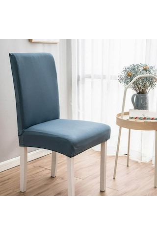 Xiyyadms Esnek Solide Mutfak Sandalye Kılıfı - Nemi Emici Toz Koruyucu Yıkama Kolay Spandex Dekoratif Koltuk Örtüsü Mavi