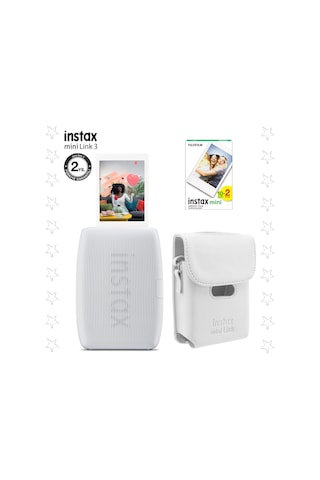 Instax Mini Link 3 Beyaz Akıllı Telefon Yazıcısı Beyaz Çanta Ve 20'li Mini Film Beyaz