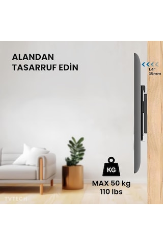 Ayrex Tvtech Tv-4085 Televizyon Duvar Askı Aparatı, 40"-85" İnç 102-216cm Vesa 400x400-600x400-600x500-700x500 Max