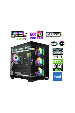 Xaser Neon-X50 i3-14100F 32 GB 1 TB M.2 NVMe SSD 8 GB RTX5060 Free Dos Masaüstü Oyuncu Bilgisayarı