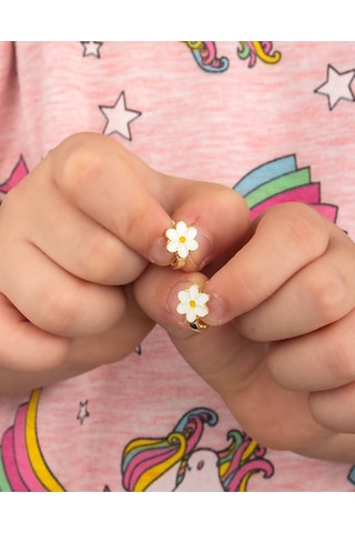 Bymoreelsesilver 925 Ayar Gümüş Papatya Çocuk Küpesi