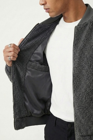 Genius Store Erkek Mont Peluş İçi Astarlı Oversize Geniş Kalıp Sherpa Kuzu Kumaş Spor Mont Füme