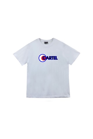 Stoned&Fame Cartel Baskılı Unisex %100 Pamuk Beyaz T-shirt Beyaz