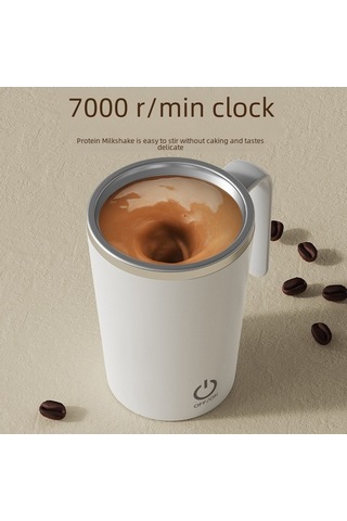 Fortunelane Stainless Steel Otomatik Manyetik Karıştırıcı Bardak, 380ml, Beyaz, Taşınabilir Kahve Bardak Beyaz