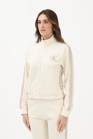 Calvin Klein Uzun Kollu Esnek Havlu Kumaş Tam Fermuarlı Eşofman Üstü Kadın Beyaz Ceket Lv047e226g-ya Beyaz