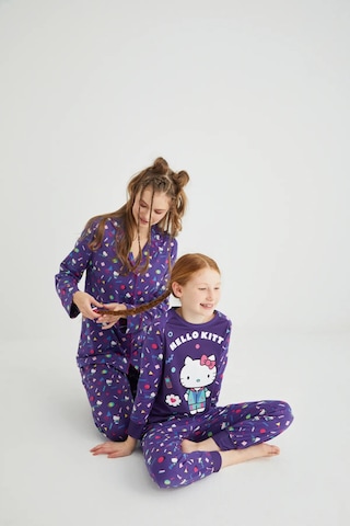Hello Kitty Kız Çocuk Kız Uzun Kol 100% Pamuklu Pijama Takımı Renklı