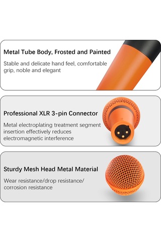 Ranyeek Turuncu Dinamik Sarımsaklı Kablolu Mikrofon: Sahne, Canlı Yayın, Karaoke, Bilgisayar Kaydı İçin Ses Kartı Uyumlu Mikrofon