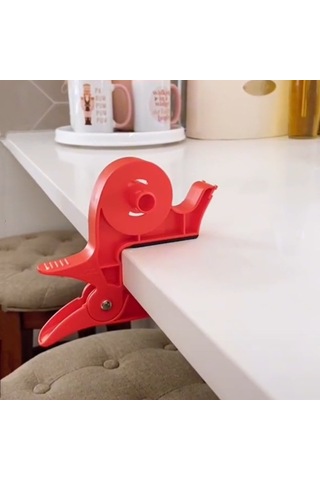 Sones 2 Adet / Paket Entegre Bant Dağıtıcılı Sarma Kağıdı Tutucu Masa Kelepçeleri Kırmızı