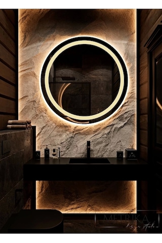 Nuun Dekor 70cm Kumlamalı Günışığı Ledli Banyo Lavabo Ofis Makyaj Kuaför Aynası - Trafolu Şeffaf