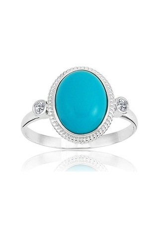 Büyük Oval Mavi Taşlı Altın Yüzük