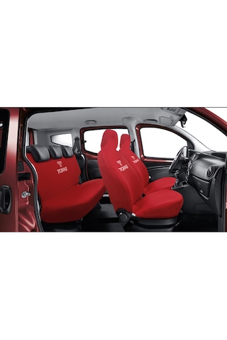 Tofaş Araca Uyumlu Kırmızı Oto Koltuk Kılıfı -araç Penye Koltuk Kılıfı Servis Kılıfı 4 Parça