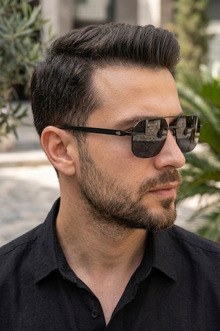 Di Caprio Dc3035black Siyah Geometrik Çerçevesiz Polarize Camlı Erkek Güneş Gözlüğü
