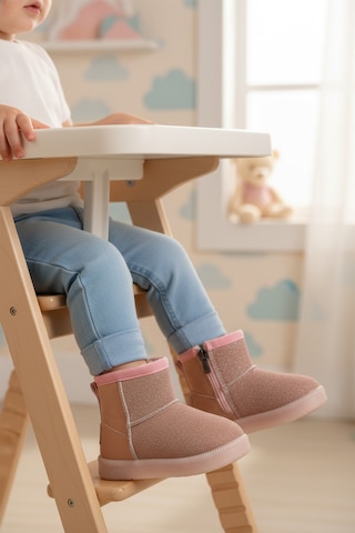 Ayakmod Pembe Simli İçi Kürklü Fermuarlı Bebek Bot 1212 B Pembe Simli
