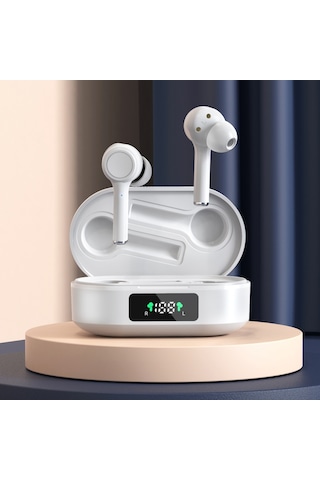 Mı4 Bluetooth 5.0 Led Dijital Ekran Akıllı Gürültü Azaltma Gerçek Kablosuz Bluetooth Kulaklık Beyaz