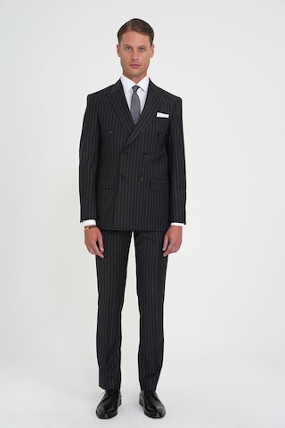 Efor Slim Fit Çift Yırtmaç Çizgili Kruvaze Klasik Antrasit Takım Elbise Tk 925 Antrasit