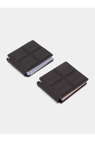 2'li Mini Kare Çikolata Figürlü Kokulu Not Defteri Zincirli Anahtarlık Kahverengi