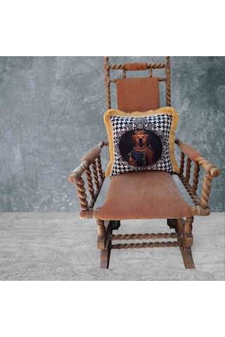 Köpek Çift Taraflı Dekoratif Püsküllü - Saçaklı Kırlent Kılıfı 1 Karışık/Çok Renkli