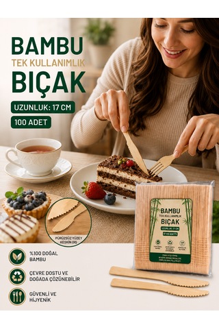 Tek Kullanımlık Bambu Bıçak 100 Adet