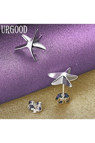 925 Ayar Gümüş Denizyıldızı Küpe Hediye Moda Takı