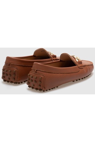 Hakiki Deri Taba Tokalı Kadın Loafer-taba Taba